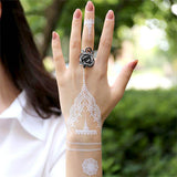 Faux tatouage henné blanc mariage oriental mandala pour la main poignée doigt tatouage éphémère fau henne autocollant fake tatouages temporaire tatoo tattoo-ephemere