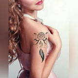 Faux tatouages attrape-rêves plumes et fleurs lune plume rose tatouage éphémère tatouages temporaire faux tatoo fake tattoo tattoo-ephemere
