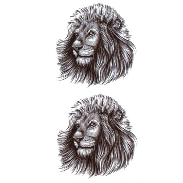 Tatouage lion temporaire pour homme et femme Tête gueule visage lion tatouages éphémères faux tatoo fake autocollant décalcomanie tattoo ephemere