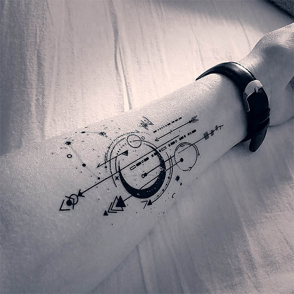 Tatouage éphémère lune géométrique tatouage temporaire faux tatouage tatoo tattoo-ephemere