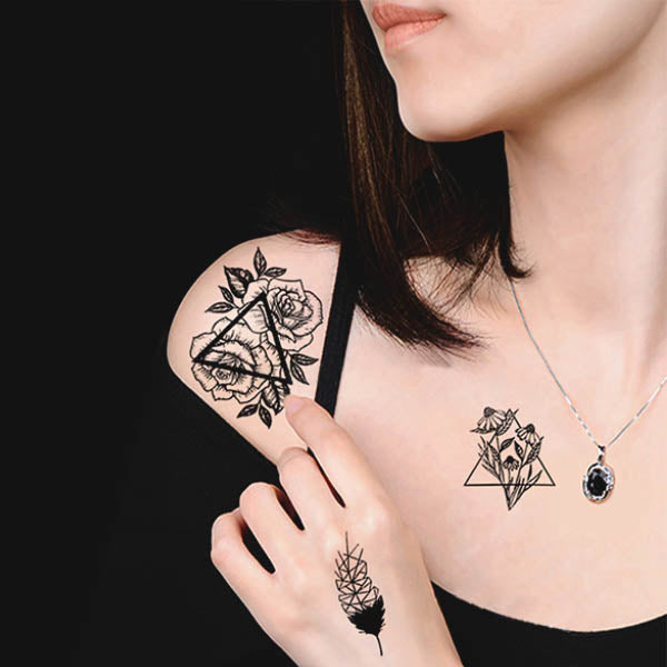 tatouage ephemère fleurs géométrique tatouage temporaire faux tatouages tattoo-ephemere