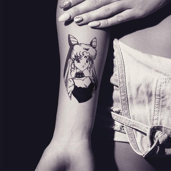 tatouage éphémère fille manga dessin animé tatouage temporaire faux tatou tatoo fake autocollant décalcomanie provisoire non permanent tattoo-ephemere