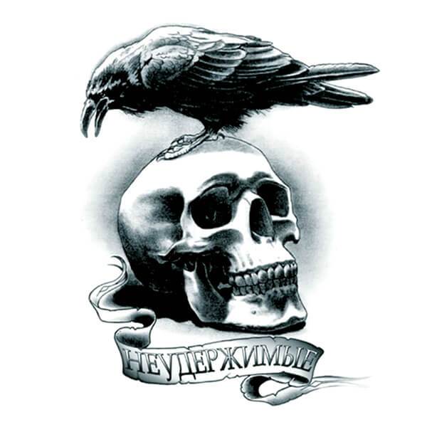 Tatouage éphémère tête de mort & corbeau tatouage temporaire faux tatouage tattoo-ephemere