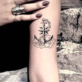 Ancre marine noir et blanc tattoo ephemere tatouage temporaire faux tatouages homme et femme autocollant décalcomanie fake tattoo éphémère