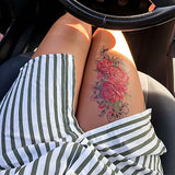 Tatouage éphémère roses mandala tattoo ephemere fleur fleurs rose roses tatouage temporaire cuisse bras faux tatouage autocollant fake tattoo ephemere