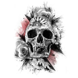 Faux tatoo tête de mort & roses tatouage éphémère ephemere temporaire taouages skull rose crâne autocollant tattoo ephemere
