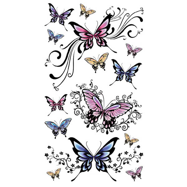 Faux tatouages papillons pour femme couleur papillon tatouage éphémère tatouages temporaire faux tatoo fake autocollant temporary tattoo ephemere