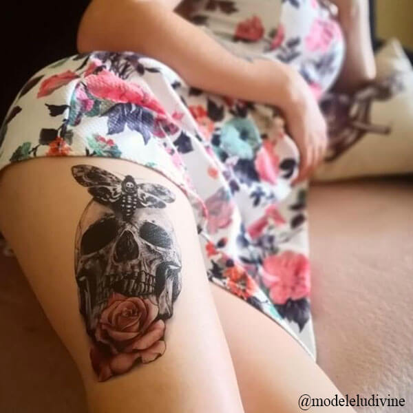 Tatouage ephemere tête de mort  sphinx homme femme tatouages temporaire faux tatoo fake autocollant temporary tattoo ephemere