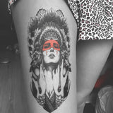 Tatouage ephemere Indienne rouge femme indien plume tatouage temporaire faux tatouage tatoo tattoo-ephemere