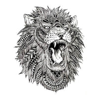 Tatouage ephemere Lion rugissant mandala plume tatouage temporaire faux tatouages tatoo tattoo-ephemere