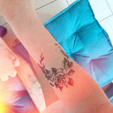Tatouage éphémère couronne de fleurs rose faux tatouage temporaire tattoo ephemere 