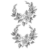 Tatouage éphémère couronne de fleurs rose faux tatouage temporaire tattoo ephemere