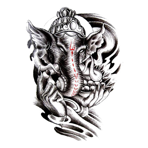 tatouage ephemere homme et femme éléphant bouddhiste faux tatouage tatouages temporaire Tattoo-Ephemere