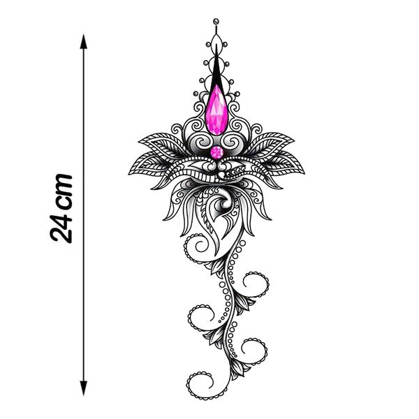 Tatouage éphémère underboob mandala et bijoux rose Tattoo-Ephemere