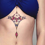 Tatouages Underboob éphémère Lotus lune & mandala pour femme underboobs entre les seins sexy oriental faux tatouage fake autocollant tatouages temporaires temporary tattoo ephemere