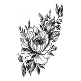 tatouage temporaire pour femme fleur en n&b tatouage éphémère ephemere faux tatoo autocollant décalcomanie non permanent tattoo ephemere