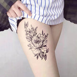 tatouage temporaire pour femme fleur en n&b tatouage éphémère ephemere faux tatoo autocollant décalcomanie non permanent tattoo ephemere
