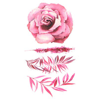 Tatouage temporaire rose & plume pour femme tatouage éphémère faux tatoo fake autocollant rose feuille branche temporary tattoo ephemere