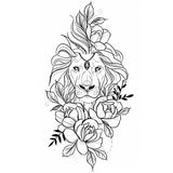 faux tatouage lion fleuri tatouage éphémère temporaire faux tatoo fake autocollant tattoo-ephemere