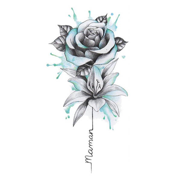 faux tatouage rose pour maman  tatouage temporaire fleur message tatoo ephemere fake tattoo-ephemere