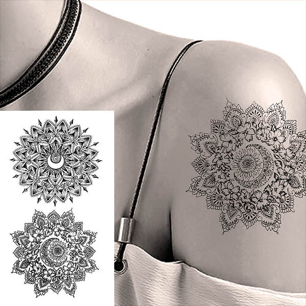 Faux tatouages femme mandala & lune tatouage temporaire tatouages éphémères tatoo tattoo-ephemere