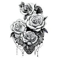 rose et dentelle noir et blanc tattoo ephemere tatouage temporaire faux tatouages