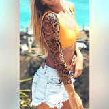 tatouage bras complet roses time tatouage temporaire éphémère faux tatoo fake tatoo autiocollant bras et cuisse homme et femme tattoo-ephemere