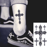 tatouage éphémère croix chrétienne faux tatouage tatouages temporaire fake tatoo tatou autocollant décalcomanie non permanent provisoire homme femme noir christ symbole christianisme tattoo-ephemere