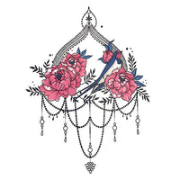 tatouage éphémère fleur rose & oiseau pour femme tatouage temporaire faux tatoo fake autocollant tattoo ephemere