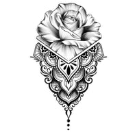 tatouage éphémère rose noire orientale tatouage temporaire faux tatoo autocollant fleur femme noire tattoo ephemere