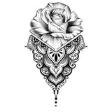 tatouage éphémère rose noire orientale tatouage temporaire faux tatoo autocollant fleur femme noire tattoo ephemere