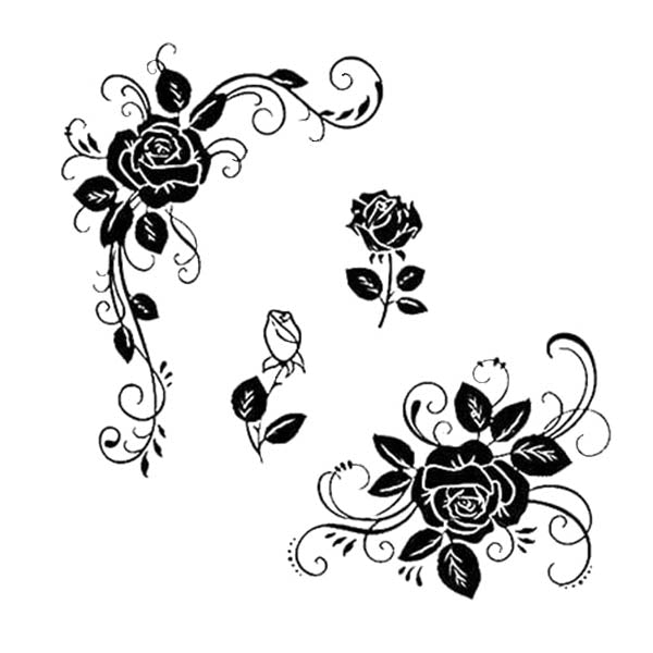 tatouage ephemeres roses rose fleur noir Tattoo-Ephemere éphémère temporaire tatouages temporaires ephemère ephemeres faux tatouage malabar décalcomanie