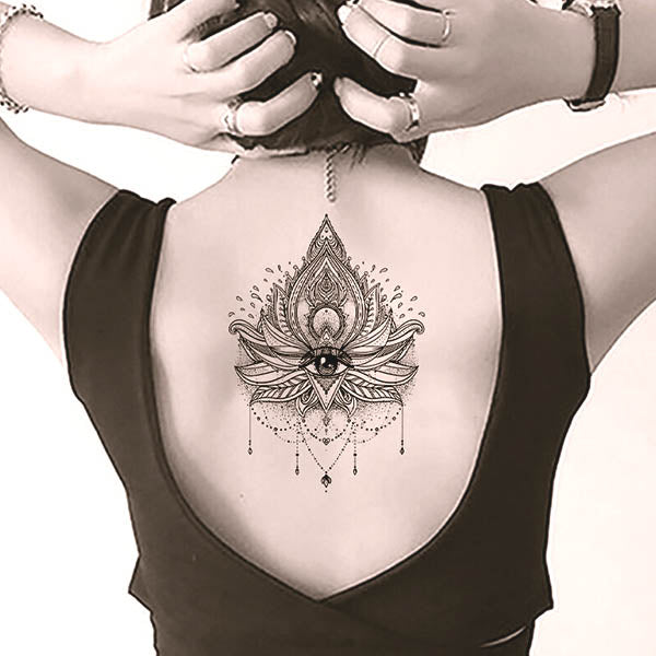 tatouage oeil mandala éphémère faux tatoo temporaire tatouages éphémères femme underboobs poitrine lotos fleur autocollant fake tatoo tattoo ephemere