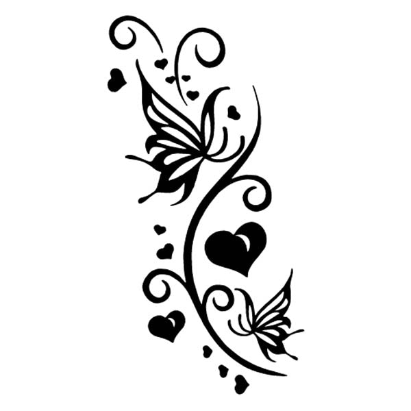 tatouage temporaire coeur & papillon tatouages éphémères ephemere faux tatoo fake autocollant décalcomanie femme tribal tattoo-ephemere
