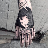 tatouage temporaire manga fille pour main japonais tatouage éphémère faux tatoo provisoire non permanent fake décalcomanie autocollant tattoo ephemere