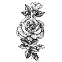 tatouage temporaire rose et fleur n&b pour femme tatouage temporaire faux tatoo autocollant tattoo-ephemere