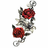 Tatouage femme temporaire  roses rouges & lys fleur rouge bras faux tatouage ephemere éphémère fake tatoo autocollant tattoo-ephemere