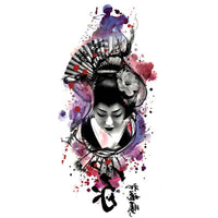 Tatouage ephemere Geisha rose femme tatouage temporaire faux tatouage tattoo-ephemere