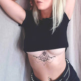 Tatouages éphémères underboobs entre les seins Chouette lune lotus mandala faux tatouage autocollant tatouage temporaire underboob poitrine femme temporary tattoo non permanent tattoo ephemere